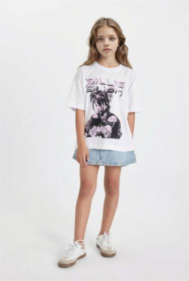 Girl Billie Eilish Relax Fit Crew Neck Short Sleeve T-Shirt