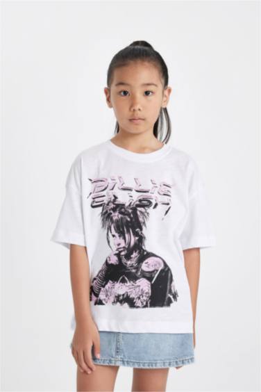 Girl Billie Eilish Relax Fit Crew Neck Short Sleeve T-Shirt
