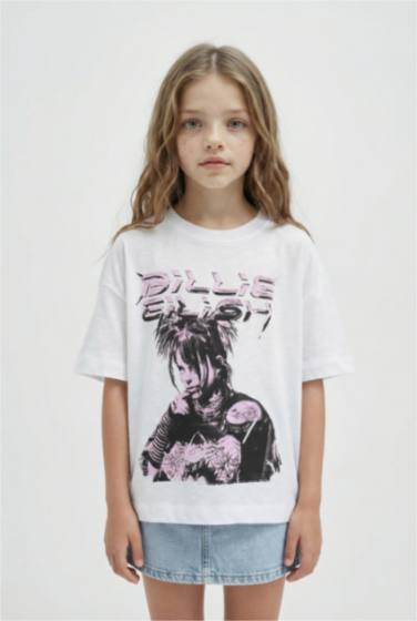 Girl Billie Eilish Relax Fit Crew Neck Short Sleeve T-Shirt