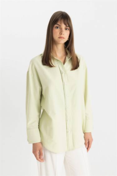 Relax Fit Poplin Long Sleeve Shirt Tunic