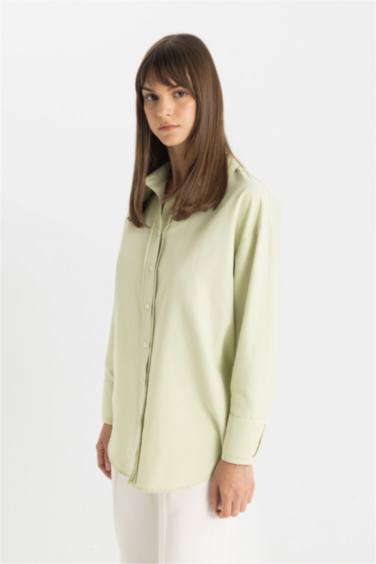 Relax Fit Poplin Long Sleeve Shirt Tunic