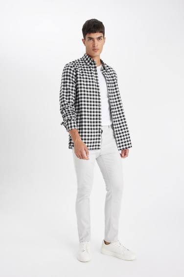 Pantolon Slim Fit Dar Kesim Cepli Dar Paça