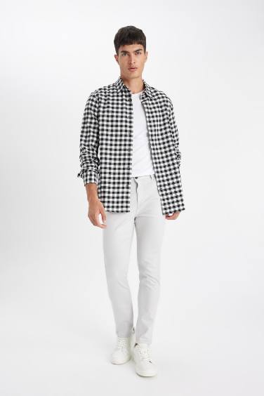 Pantolon Slim Fit Dar Kesim Cepli Dar Paça