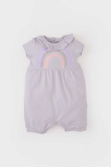 Kız Bebek Yenidoğan Gökkuşağı Baskılı Penye Tulum