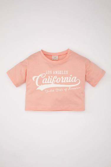 Baby Girl Regular Fit Crew Neck Slogan Printed T-Shirt