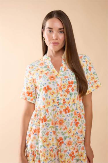 فستان ميدي تقليدي نص ردن بياخة V