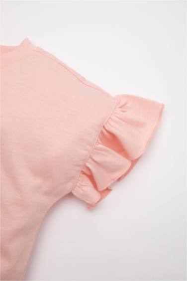 تيشيرت نص كم بناتي قصة عادية برقبة مستديرة