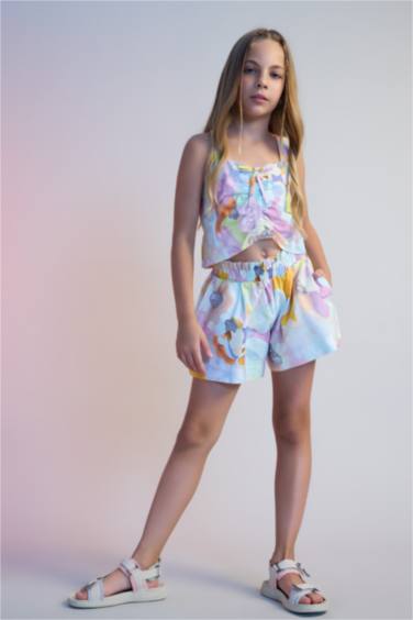 بلوزة نص كم قطن بحمالات