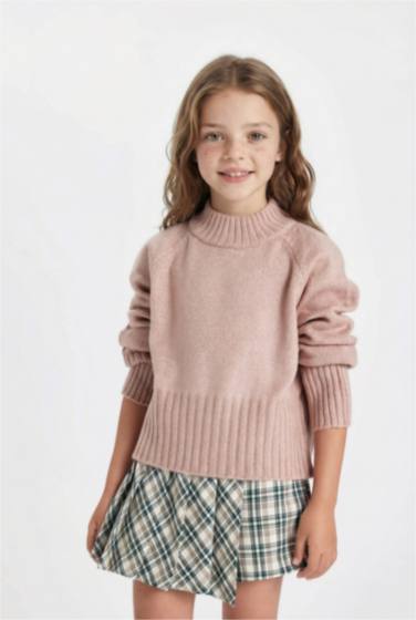 Pull Beige en tricot à col rond Coupe standard pour Fille