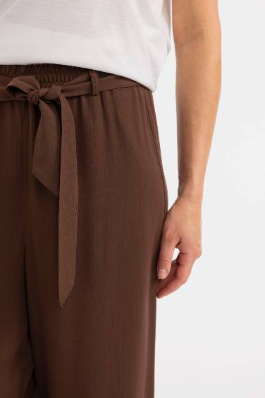 Culotte Fit Crinkle Viscose Wide Leg Capri
