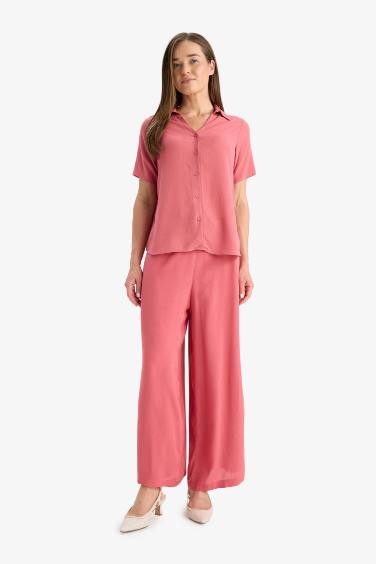 Culotte Wide Leg Crinkle Viscose Capri Pants