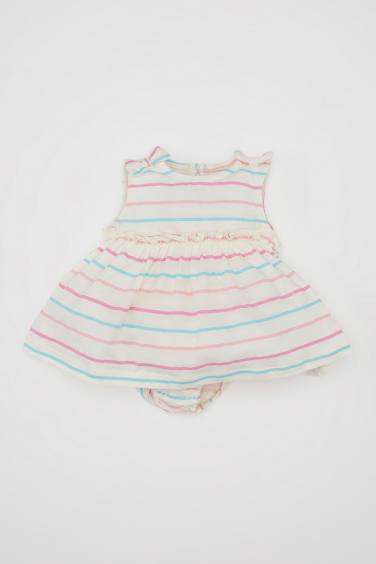 Baby Girl Newborn Striped Cotton Sleeveless Jumpsuit Dress