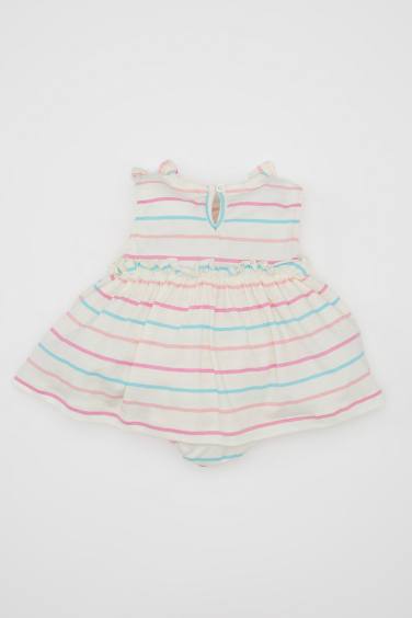 جمبسوت مخطط بناتي حديثي الولادة بدون ردن