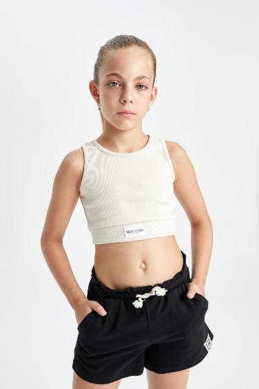 Girl Crew Neck Crop Top