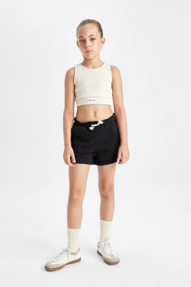 كروب توب بدون كم برقبة مستديرة