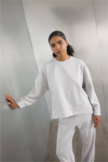 DeFactoFit Bisiklet Yaka Skuba Dalgıç Kumaş Sporcu Sweatshirt