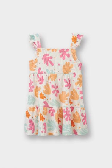 فستان بيبي بناتي وافل قصة عادية بحمالات