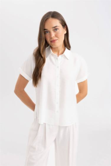 Regular Fit Short Sleeve White Shirt