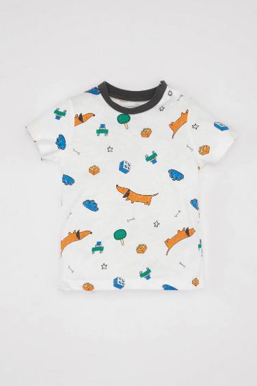 Baby Boy Dog Printed T-Shirt Salopette 2 Piece Set