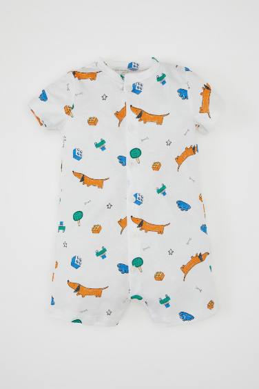 Baby Boy Newborn Dog Printed Cotton Jumpsuit
