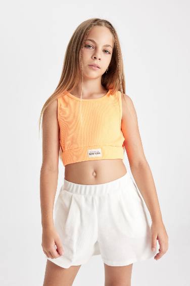 Girl Crew Neck Crop Top