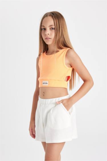 Girl Crew Neck Crop Top