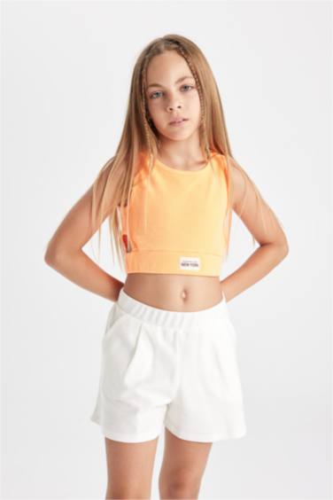 Girl Crew Neck Crop Top