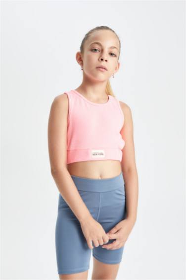 Girl Crew Neck Crop Top