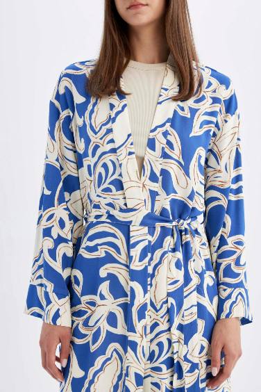 Kimono Long en Viscose Coupe Relax à Motif