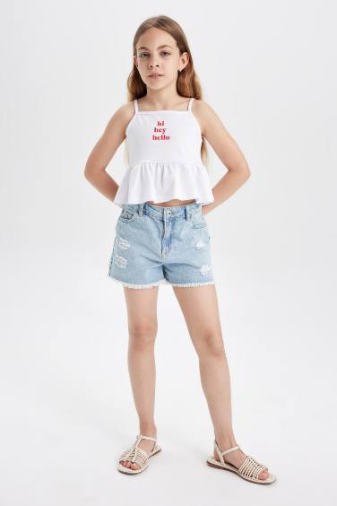 Girl Printed Sleeveless T-Shirt