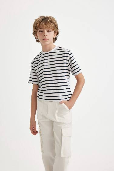 Boy Crew Neck Striped Short Sleeve T-Shirt