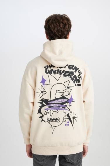 Rick and Morty Oversize Geniş Kalıp Bisiklet Yaka Sırt Baskılı Kalın Sweatshirt