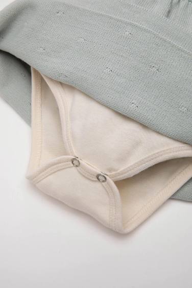 Kız Bebek 2'li Takım Yarım Balıkçı Yaka Uzun Kollu Tişört Salopet Elbise