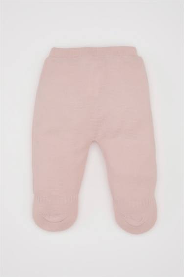 Kız Bebek Patikli Beli Lastikli Basic Düz Triko Pantolon