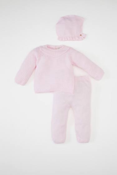 Baby Girl Pullover Pants Beanie 3 Piece Set