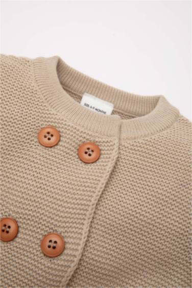 Baby Girl Buttoned Basic Long Sleeve Knitwear Cardigan