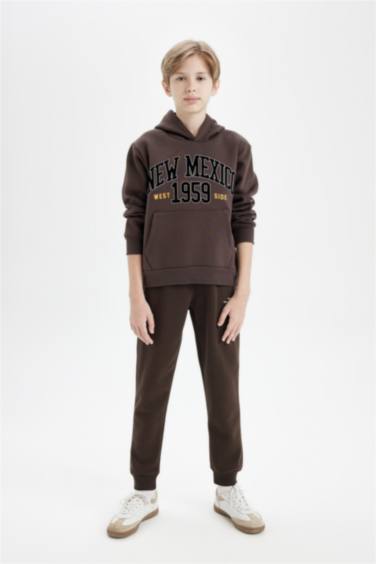 Boy Waist Tied Elastic Leg Pocket Printed Jogger Sweatpants