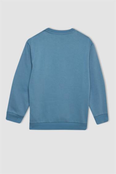 Bisiklet Yaka Baskılı Sweatshirt Erkek Çocuk