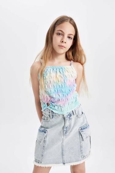 Girl Ruffle Collar Colorful T-Shirt