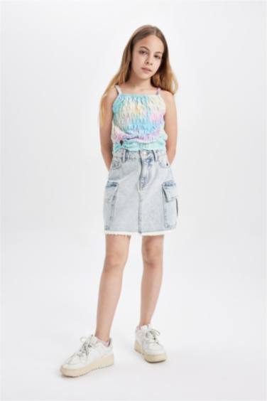 Girl Ruffle Collar Colorful T-Shirt