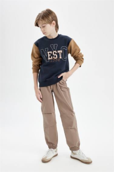 Bisiklet Yaka Baskılı Sweatshirt Erkek Çocuk