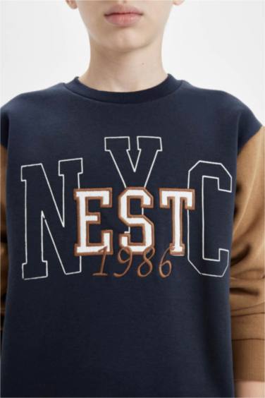 Bisiklet Yaka Baskılı Sweatshirt Erkek Çocuk