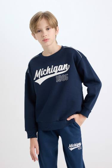 Boy Oversize Fit Printed Thick Sweatshirt