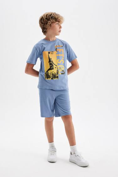 Boy Printed Short Sleeve T-Shirt Shorts 2 Piece Set