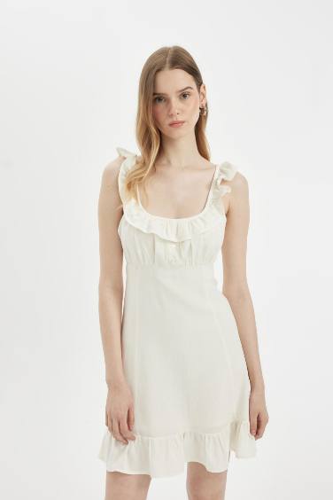 فستان قصير كتان بقصة A