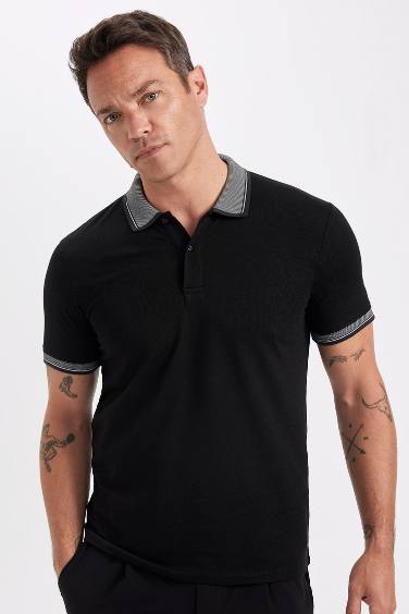 Slim Fit Dar Kesim Kısa Kollu Pamuklu Polo Tişört