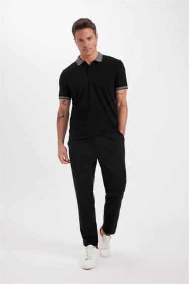 Slim Fit Dar Kesim Polo Yaka Kısa Kollu Pamuklu Tişört