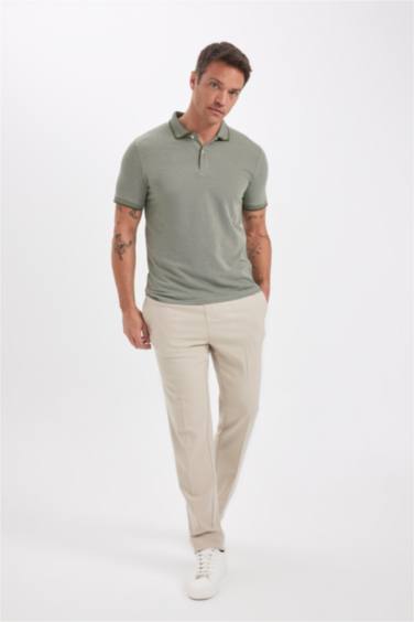 Slim Fit Dar Kesim Polo Yaka Kısa Kollu Pamuklu Tişört