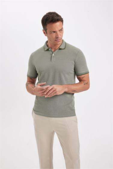 Slim Fit Dar Kesim Polo Yaka Kısa Kollu Pamuklu Tişört