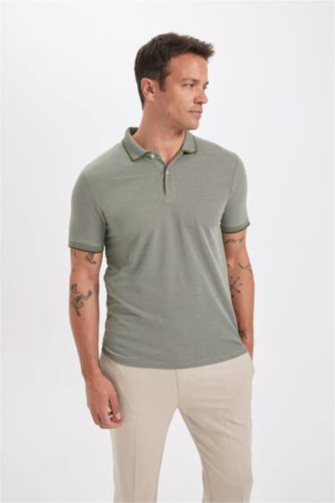Slim Fit Dar Kesim Polo Yaka Kısa Kollu Pamuklu Tişört